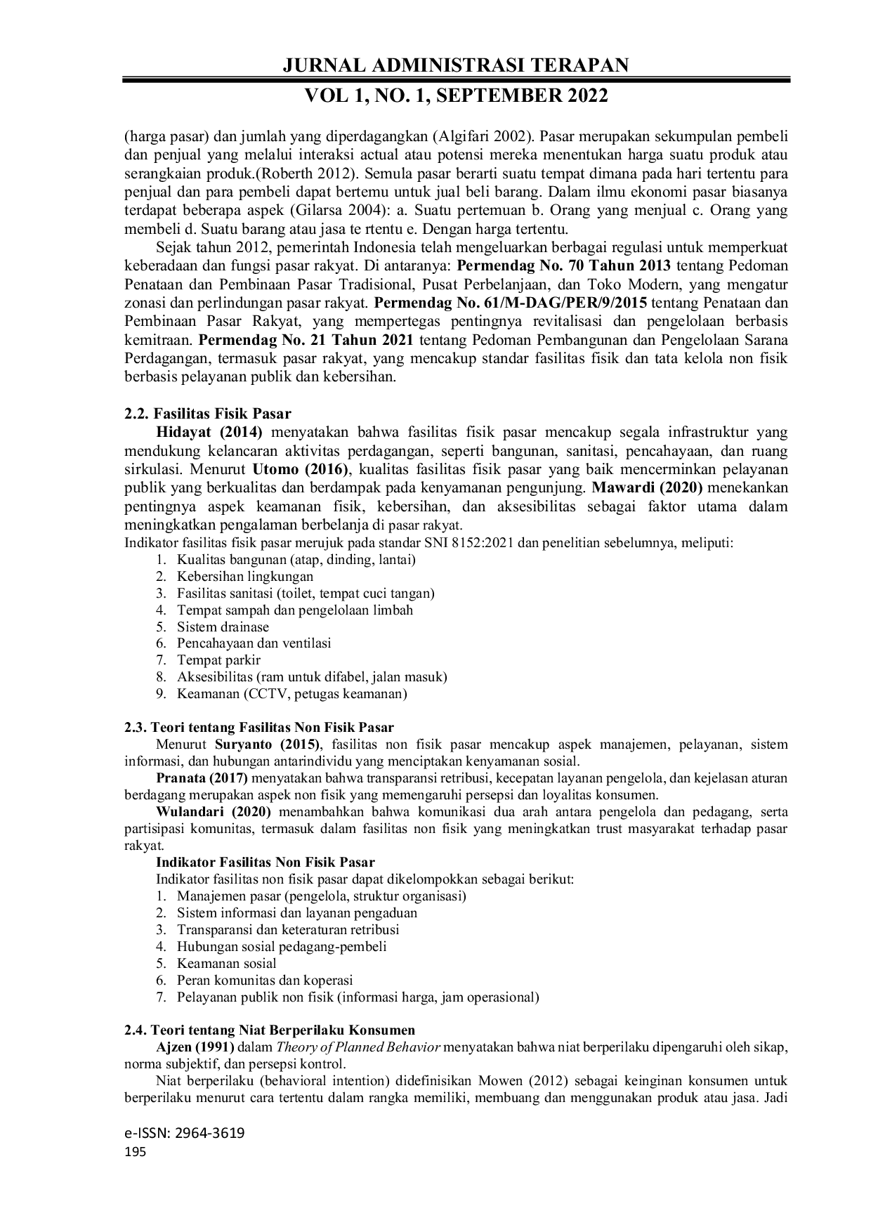 JURIS Analisis Pengaruh Kualitas Fasilitas Fisik dan Non Fisik Pasar Mardika terhadap Niat Berperilaku Konsumen di Kota Ambon