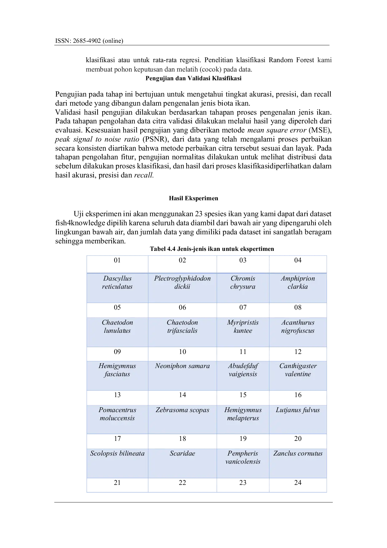 JURIS Pencapaian Klasifikasi Terbaik Berbasis Perbaikan Citra CLAHE Dan Dark Channel Prior Pada Spesies Ikan