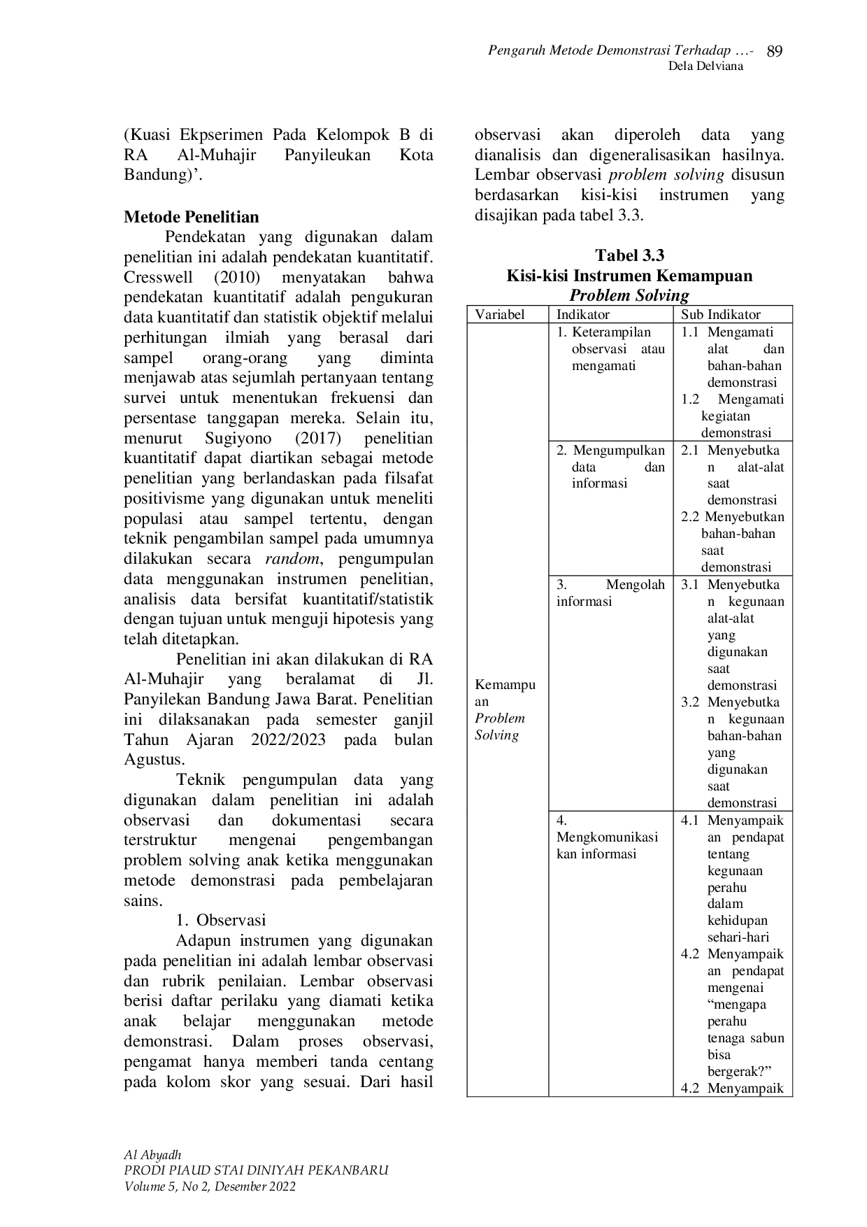 JURIS PENGARUH METODE DEMONSTRASI TERHADAP KEMAMPUAN PROBLEM SOLVING PADA PEMBELAJARAN SAINS