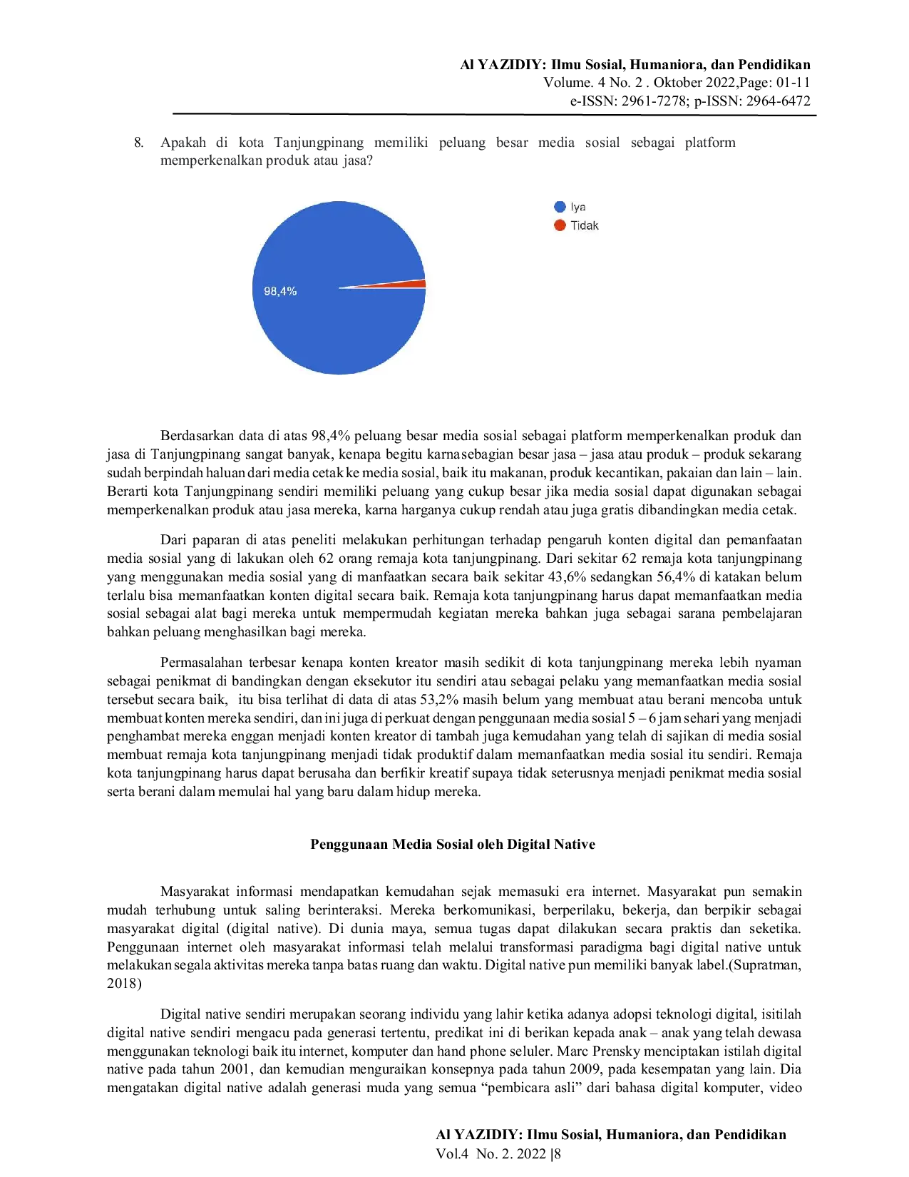 JURIS Pengaruh Konten Digital Terhadap Generasi Z Dalam Pemanfaatan Media Sosial Dan Digital Native Di Kota Tanjungpinang