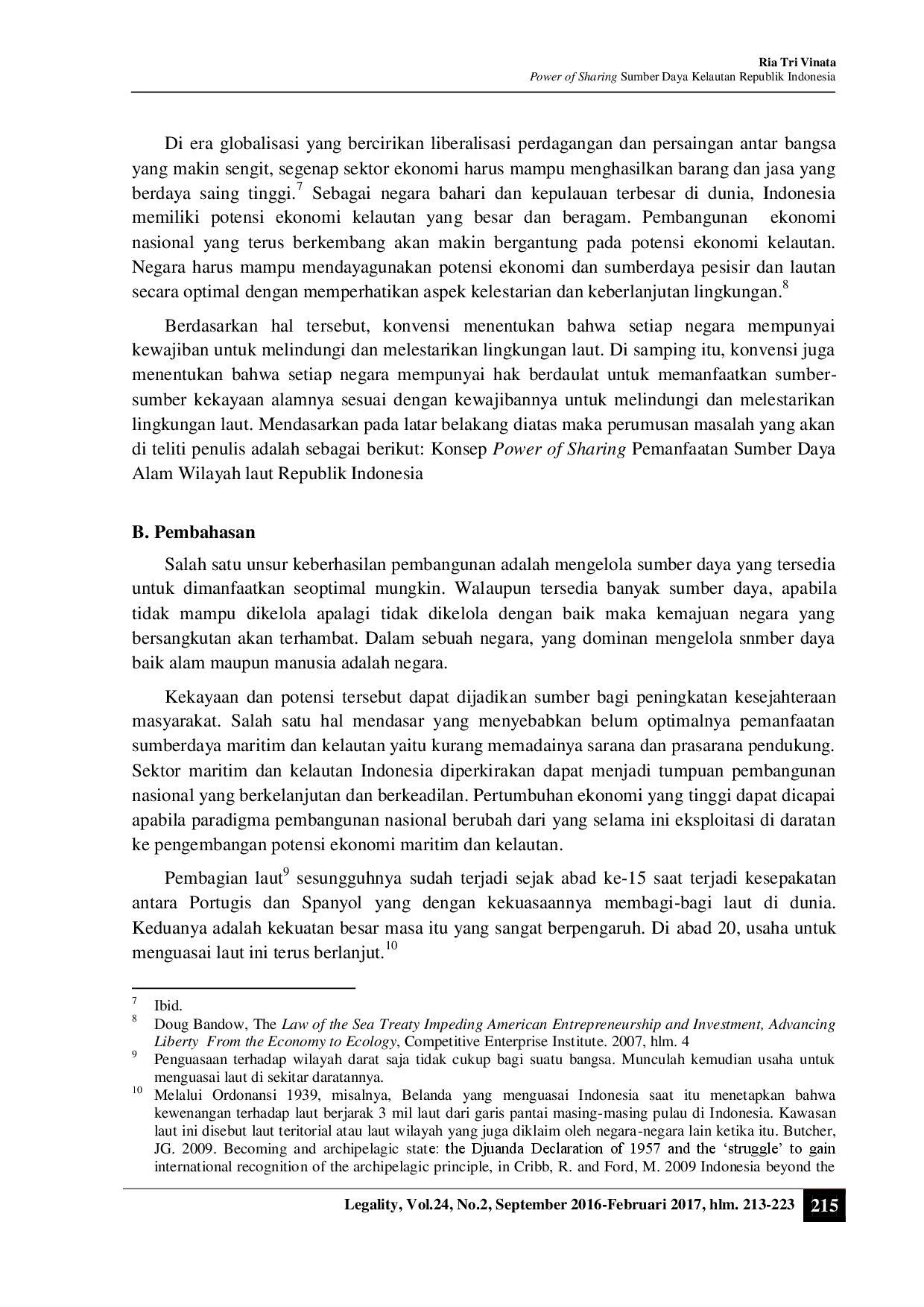 juris Power of Sharing Sumber Daya Kelautan Republik Indonesia