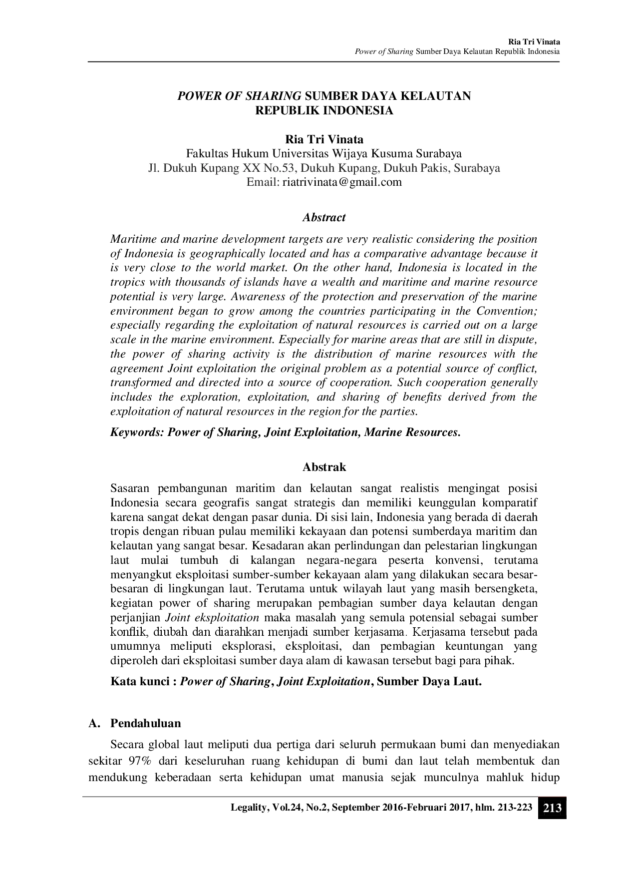 juris Power of Sharing Sumber Daya Kelautan Republik Indonesia