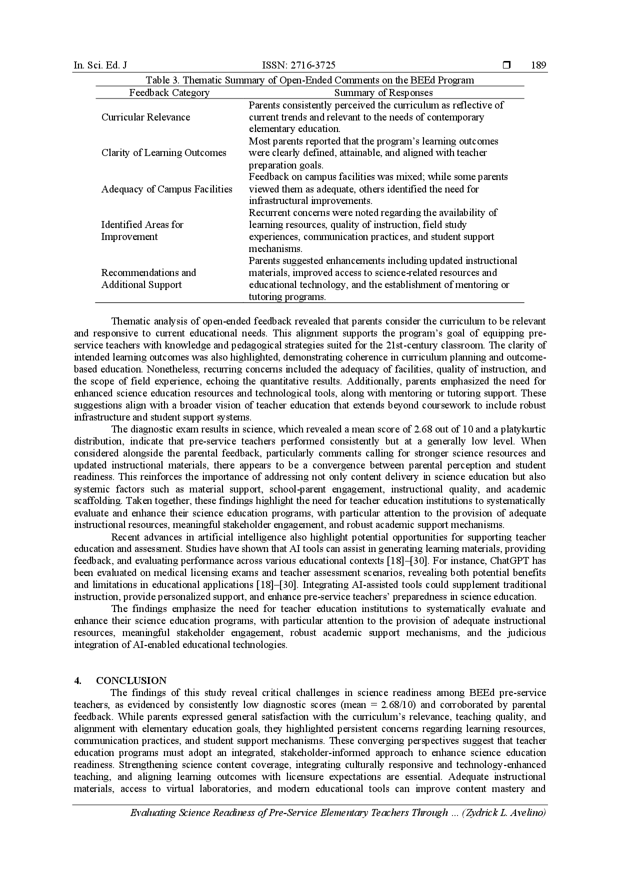 juris Evaluating Science Readiness of Pre Service Elementary Teachers Through Diagnostic Assessment and Parental Feedback Implications for Teacher Education
