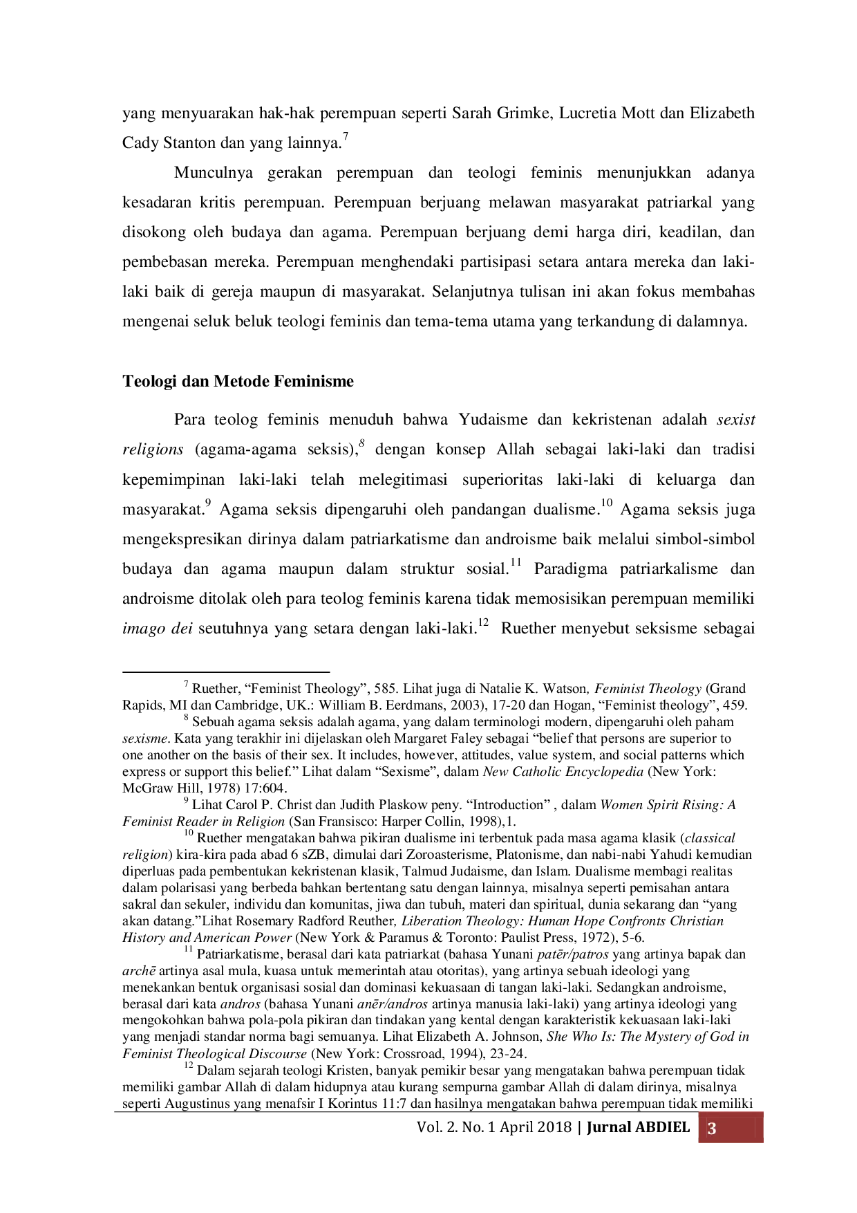 JURIS Selayang Pandang Tentang Teologi Feminis dan Metode Berbentuk