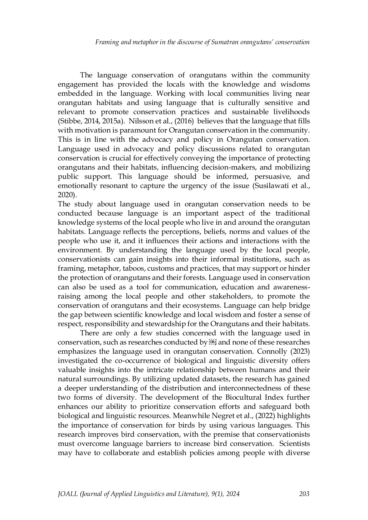 JURIS Framing and Metaphor in the Discourse of Sumatran Orangutans Conservation Ecolinguistics Study