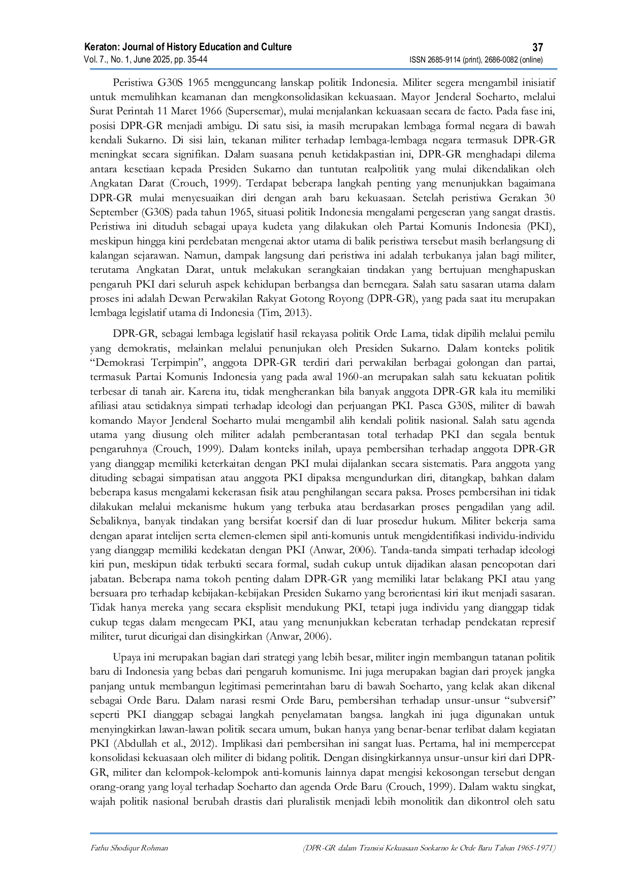 JURIS DPR GR dalam Transisi Kekuasaan Soekarno ke Orde Baru Tahun 1965 1971