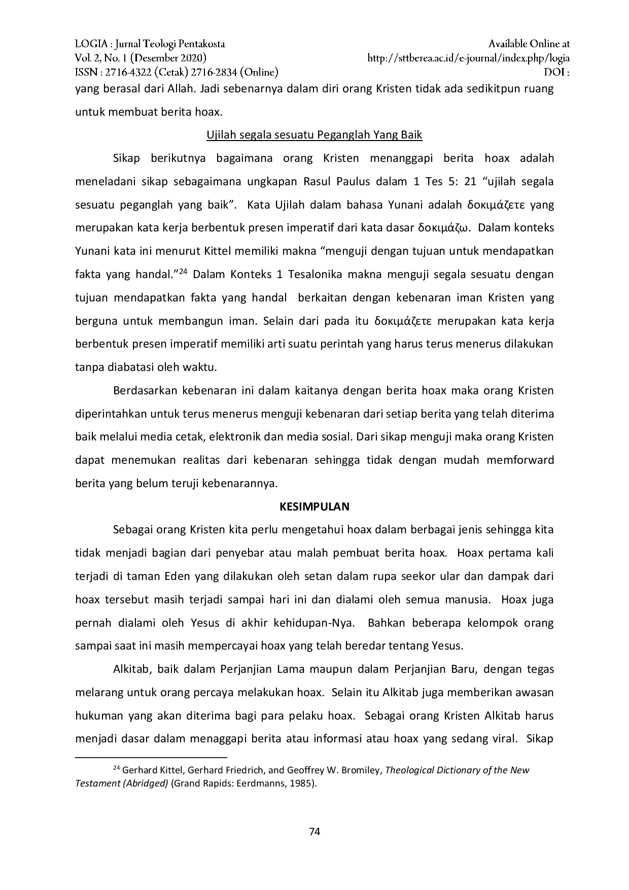 JURIS Pandangan Alkitab Dan Sikap Orang Kristen Terhadap Hoax