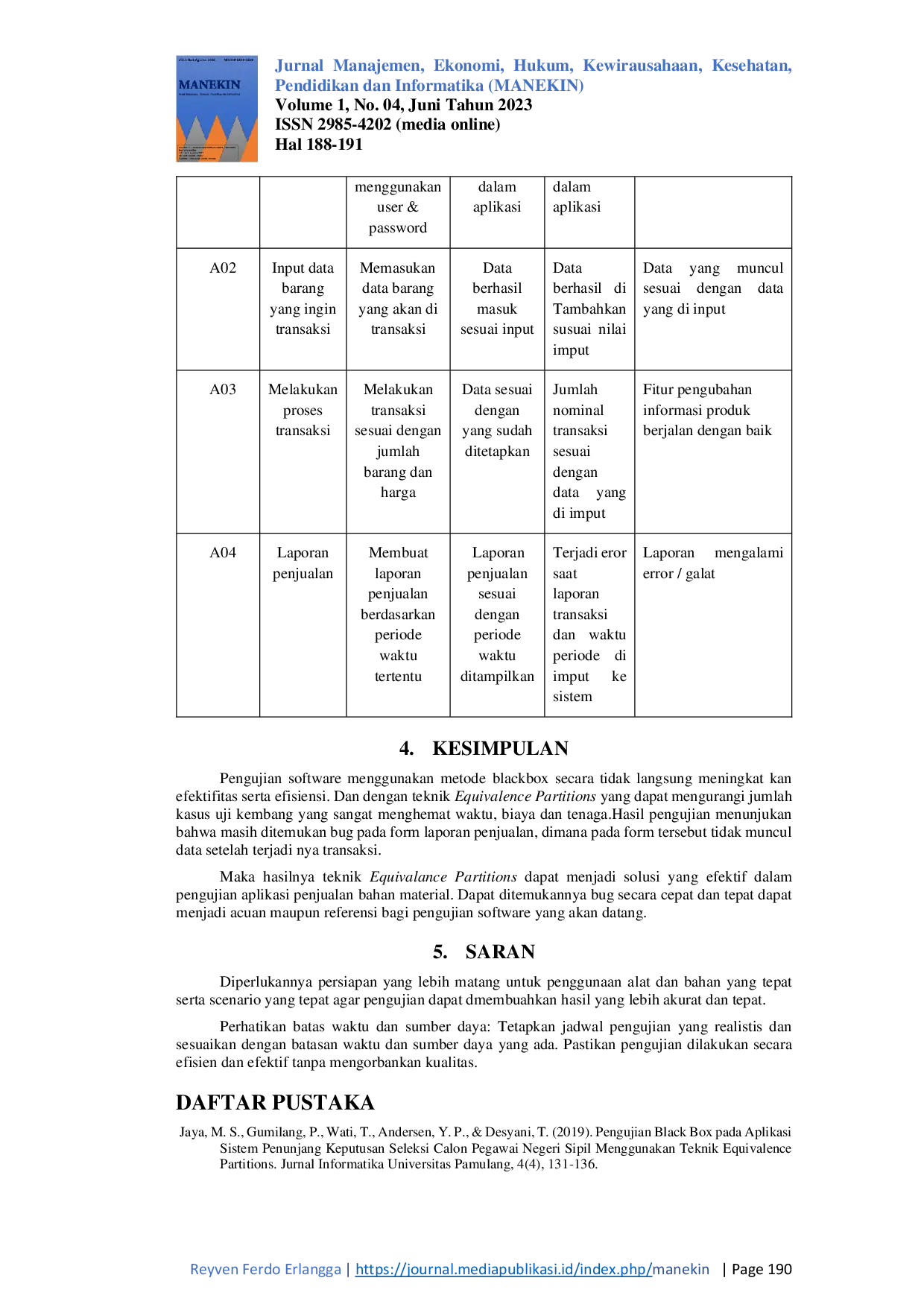 JURIS Pengujian Fungsional Aplikasi Penjualan Bahan Material Metode Black Box Testing