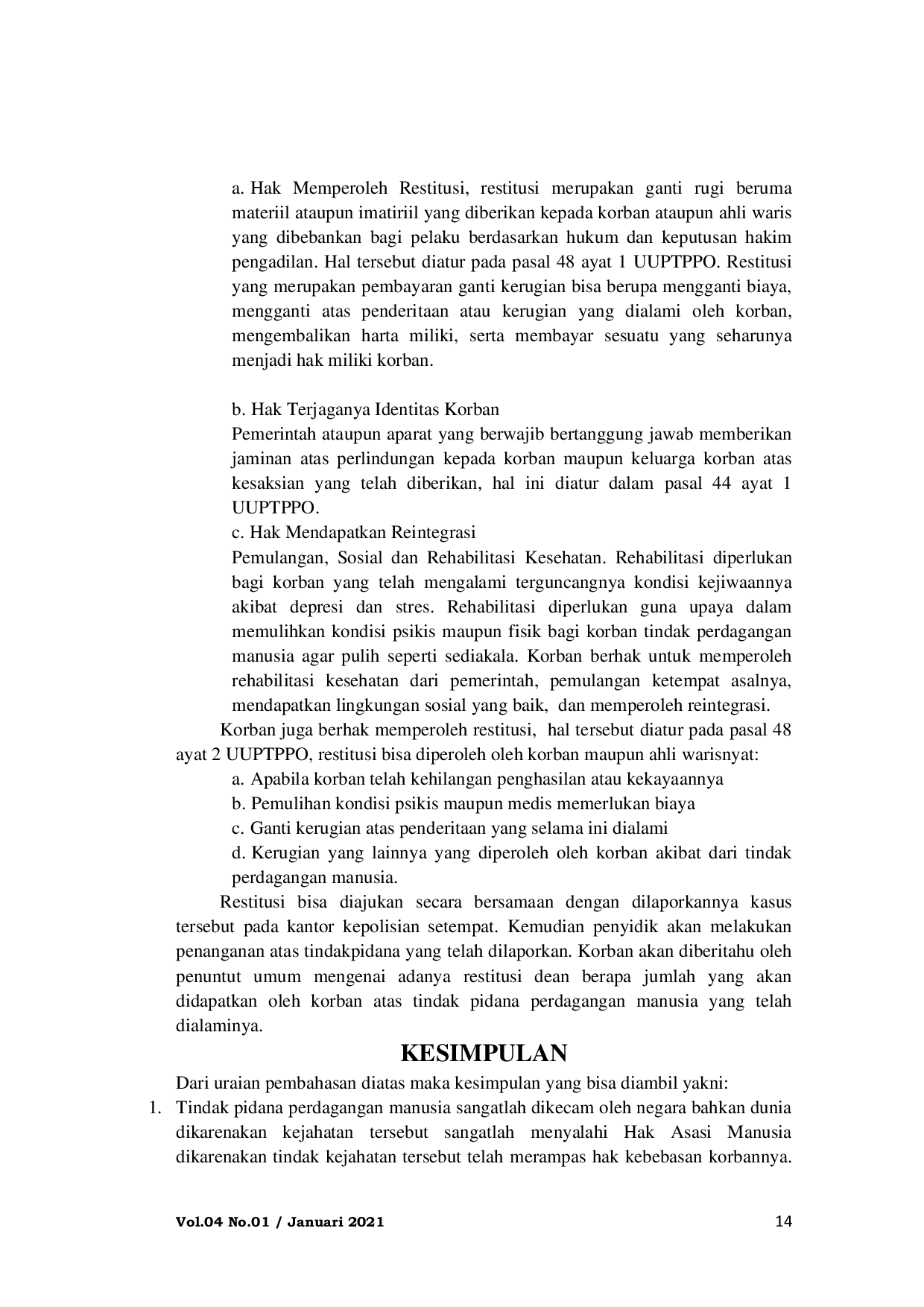 JURIS Tindak Pidana Perdagangan Manusia Ditinjau Dari Hukum Nasional Dan Hukum Internasional