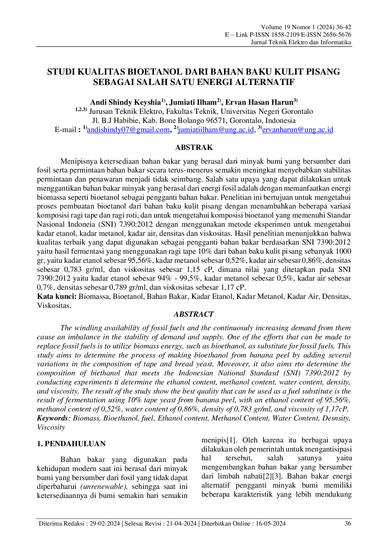JURIS Studi Kualitas Bioetanol Dari Bahan Baku Kulit Pisang Sebagai Salah Satu Energi Alternatif