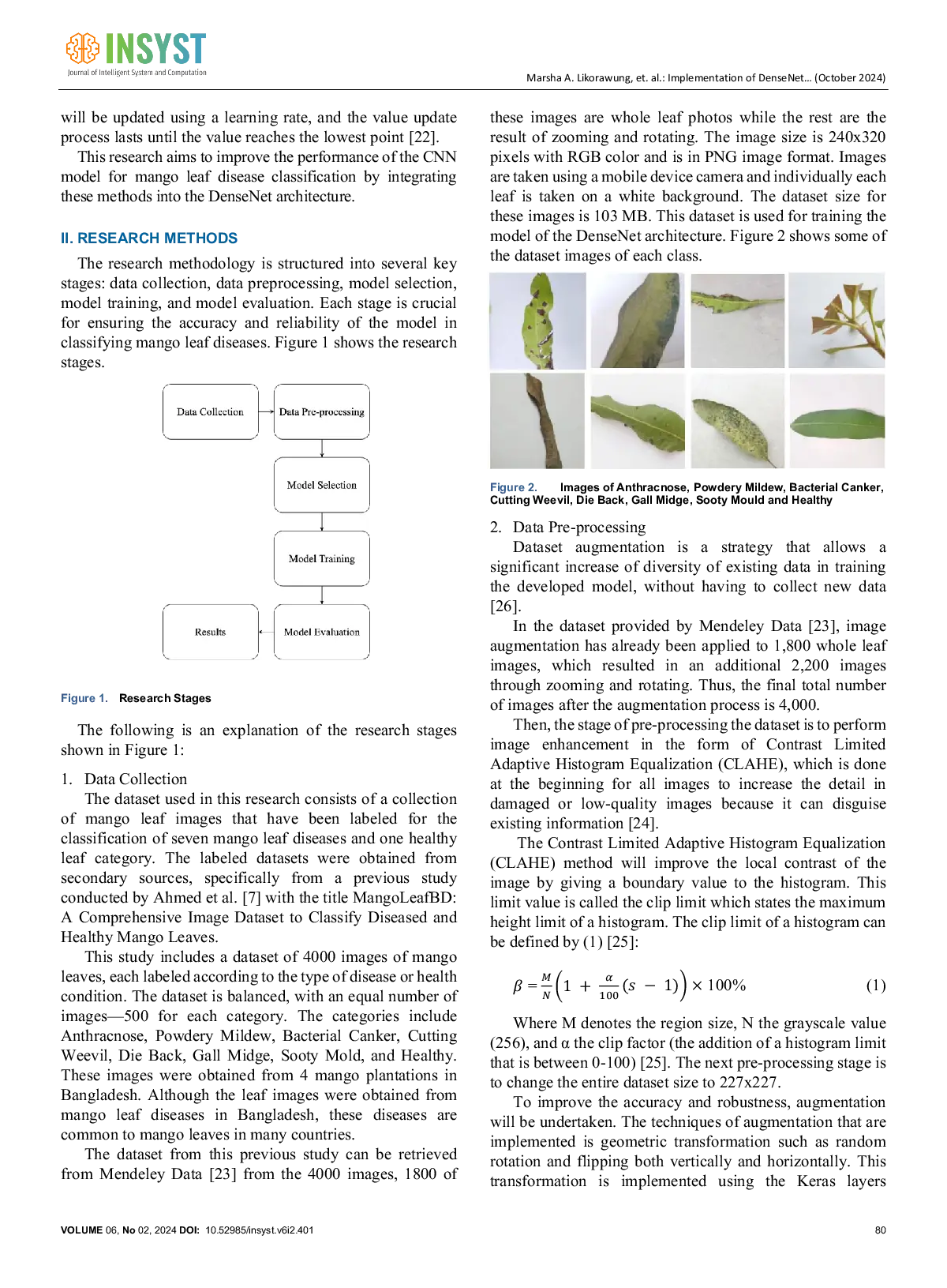 JURIS Implementation of DenseNet Architecture With Transfer Learning to Classify Mango Leaf Diseases
