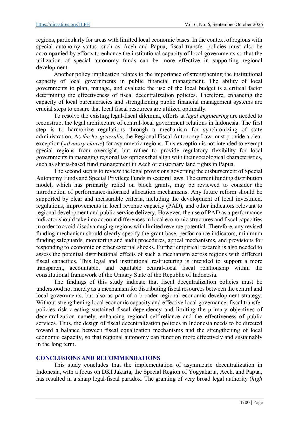JURIS The Dynamics of Asymmetric Decentralization in Indonesia Autonomy or Dependence