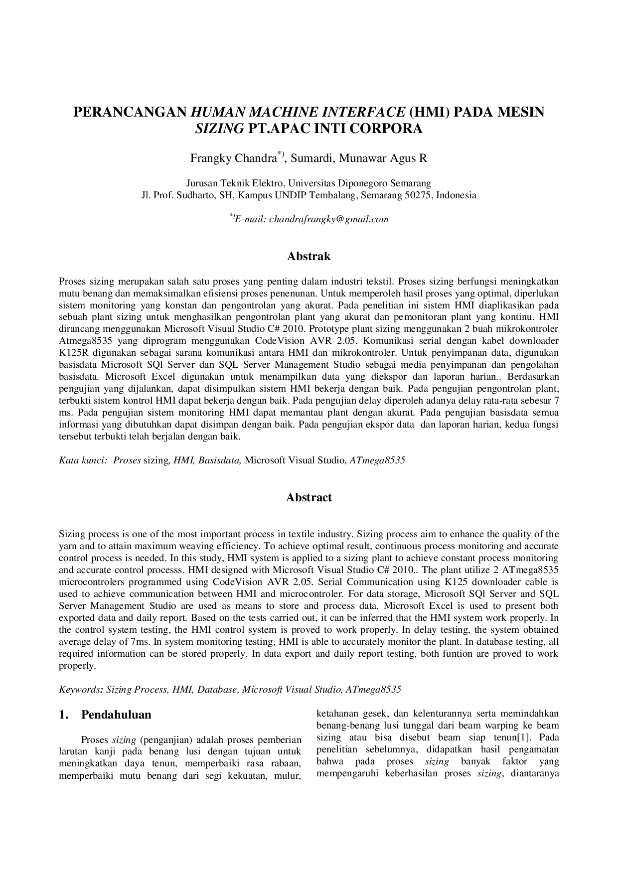 JURIS Perancangan Human Machine Interface Hmi Pada Mesin Sizing Pt Apac Inti Corpora