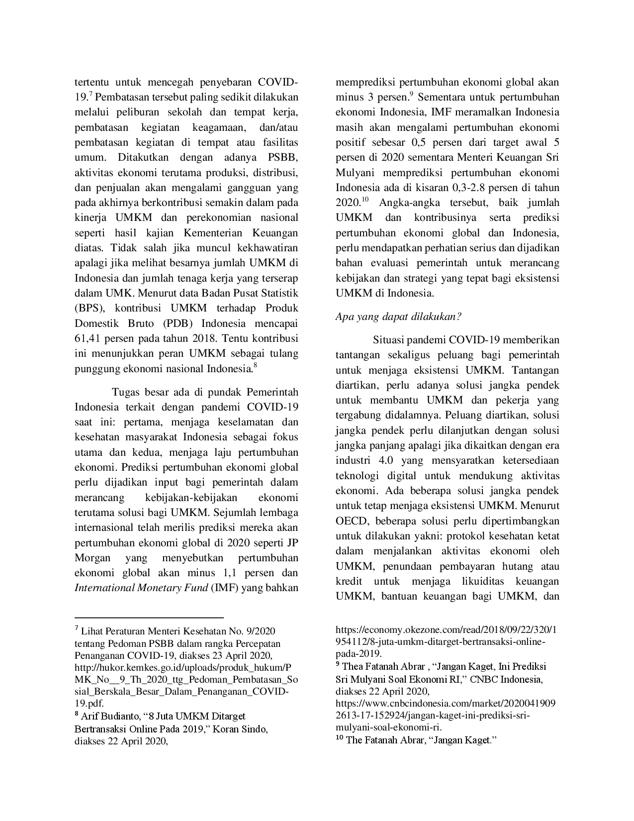 juris COVID 19 dan Implikasi Bagi Usaha Mikro Kecil dan Menengah