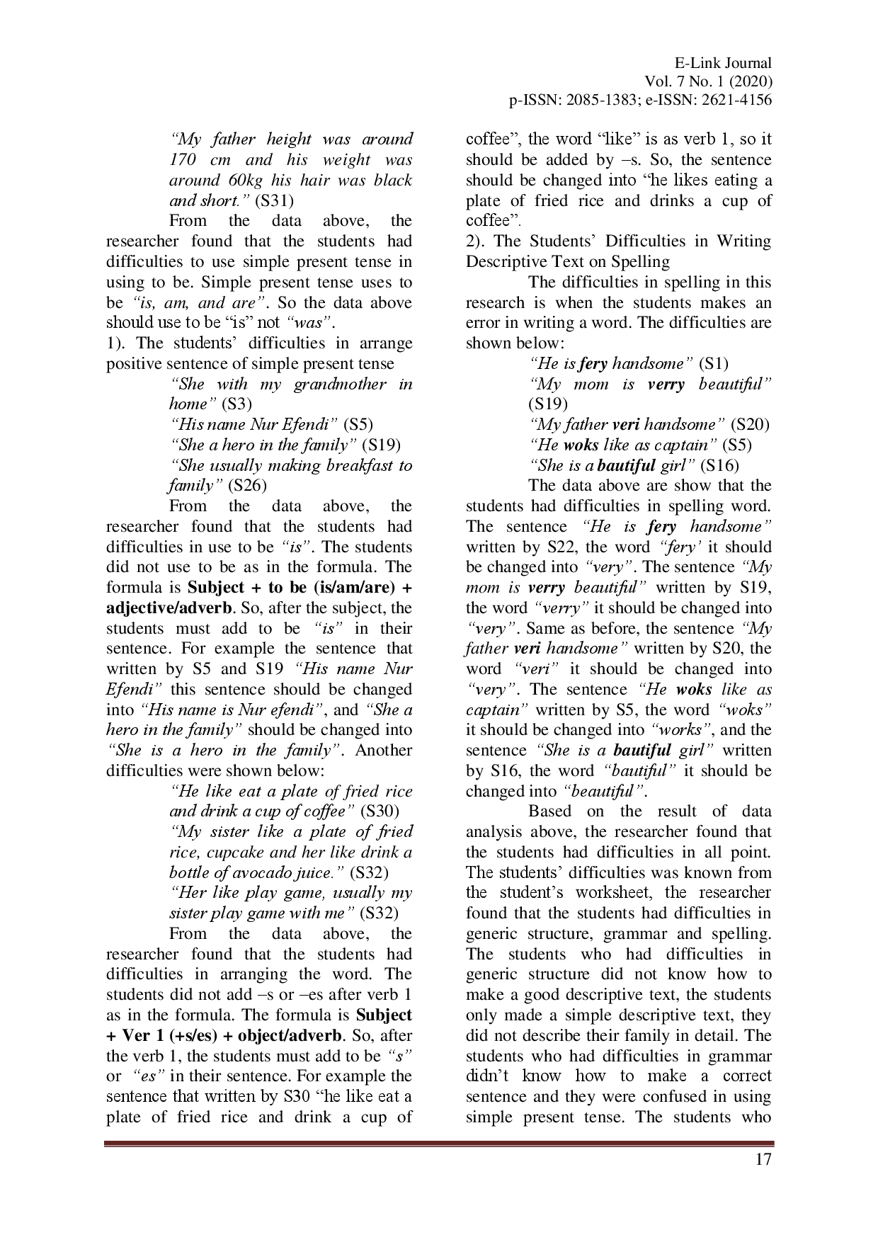 juris An Analysis Of Students Difficulties In Writing Descriptive Text