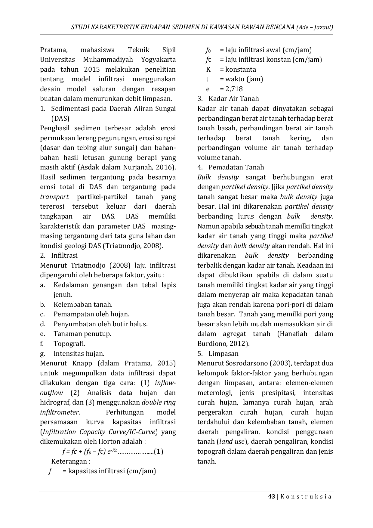 JURIS Studi Karakteristik Endapan Sedimen di Kawasan Rawan Bencana Ade Jazaul