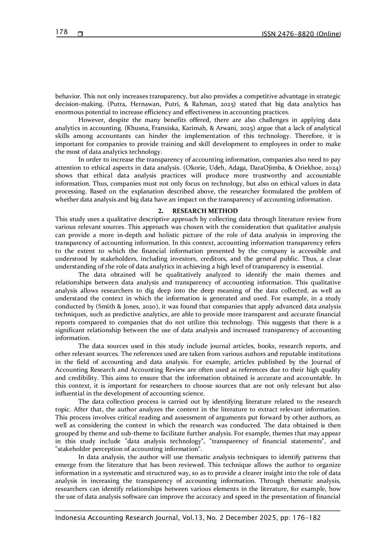 JURIS The Role of Data Analysis in Improving the Transparency Accounting Information