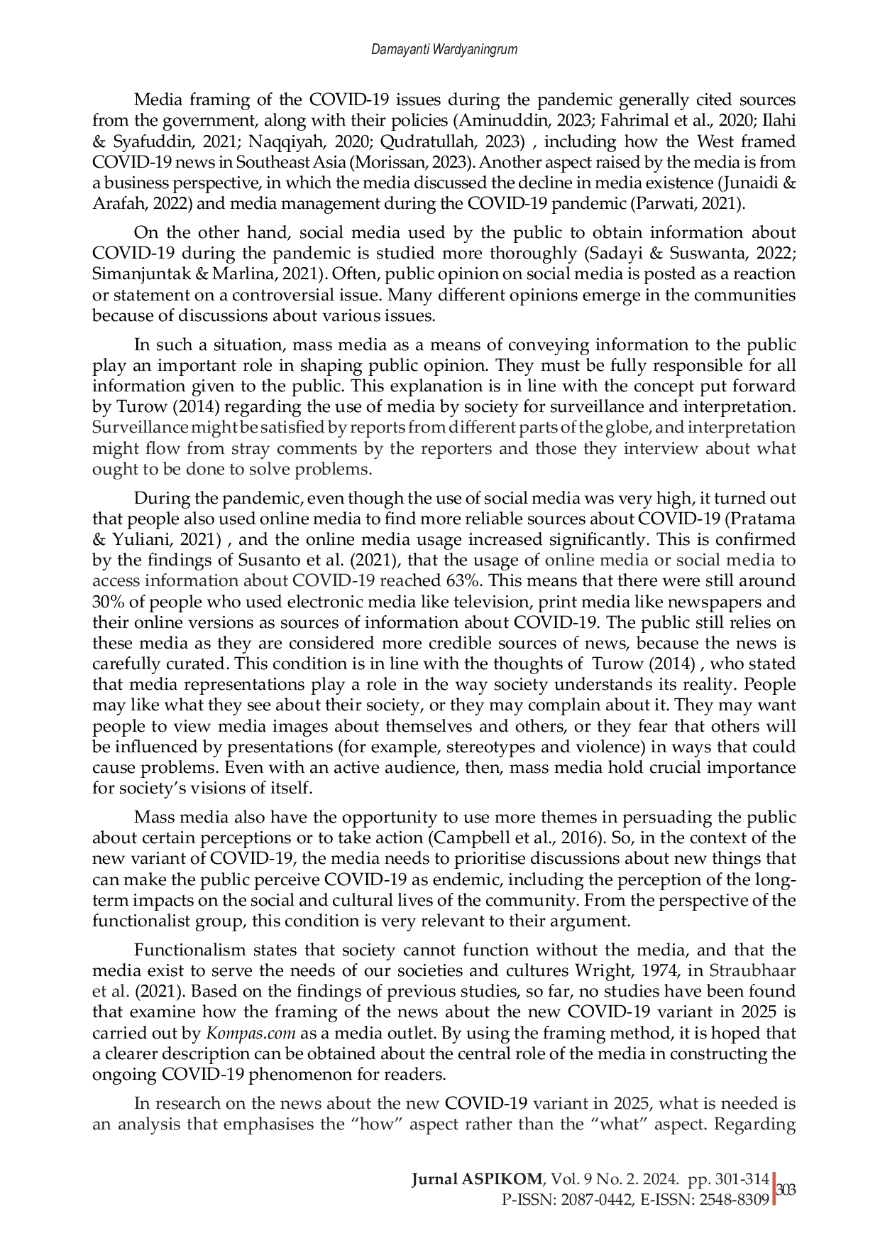 JURIS Framing structure of the news of the new COVID 19 variant in 2025 in Kompas