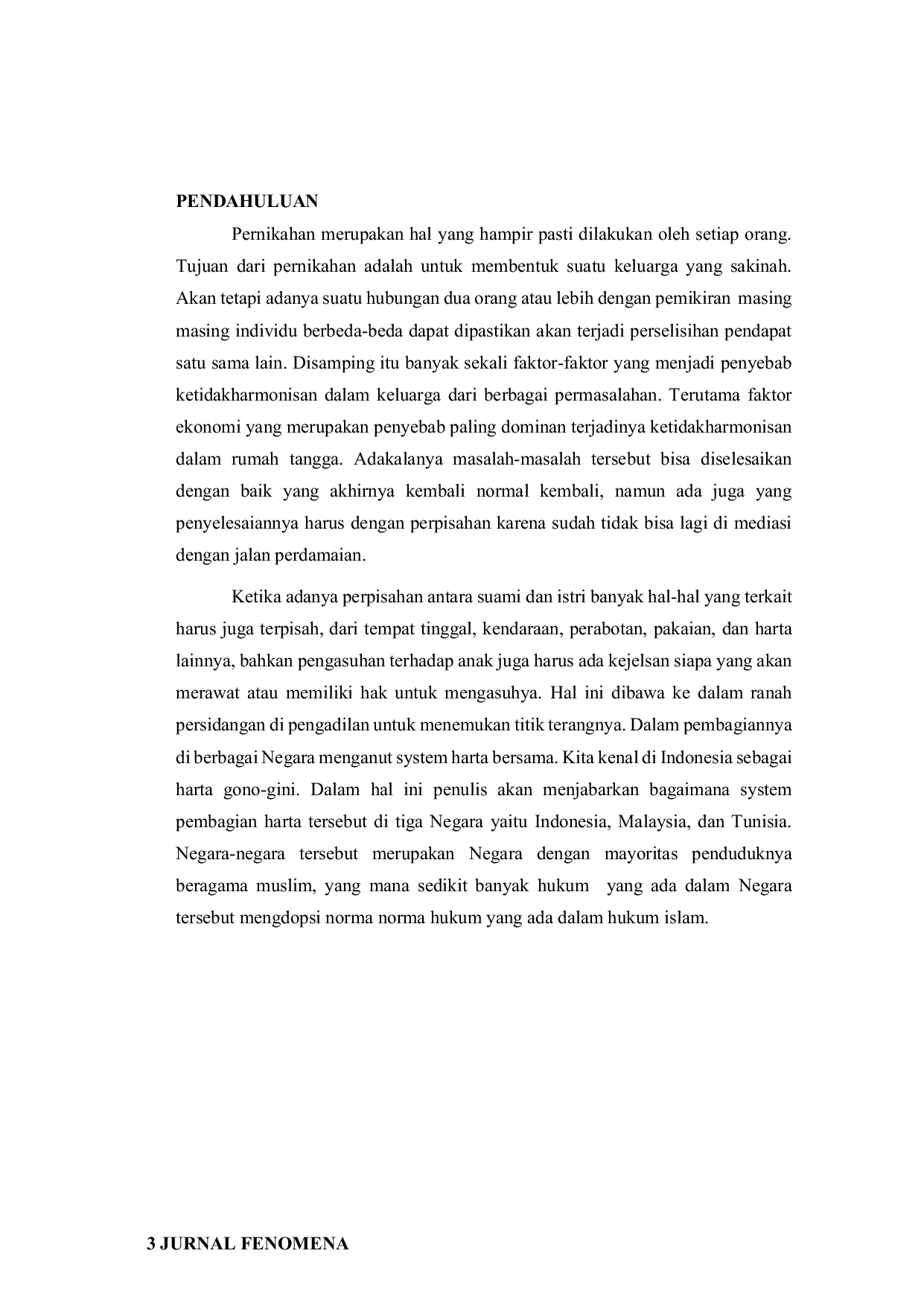 JURIS Perbandingan Hukum Penerapan Pembagian Harta Bersama di Indonesia Malaysia dan Tunisia