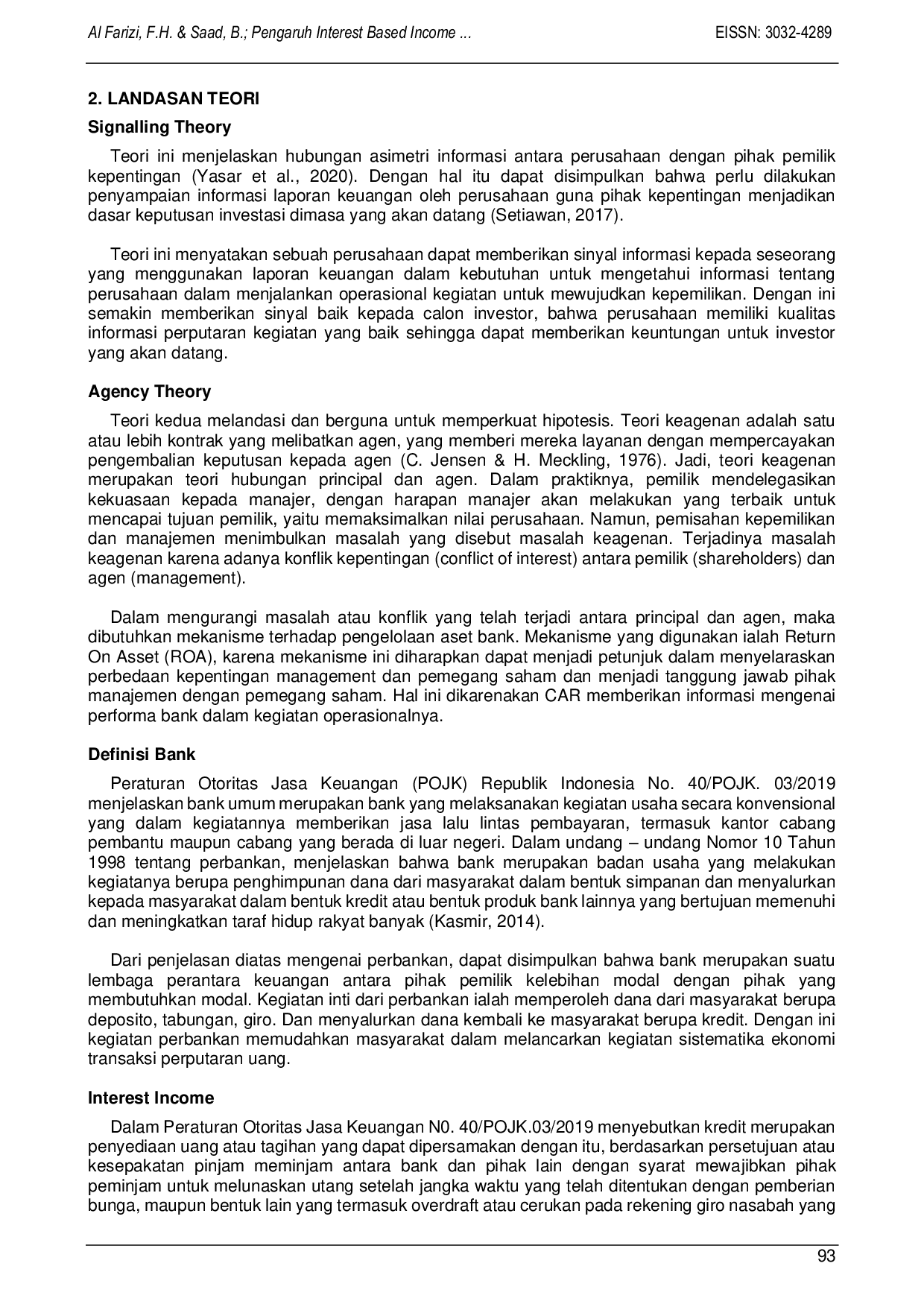 JURIS Pengaruh Interest Based Income Fee Based Income dan Capital Adequacy Ratio CAR Terhadap Return On Assets ROA