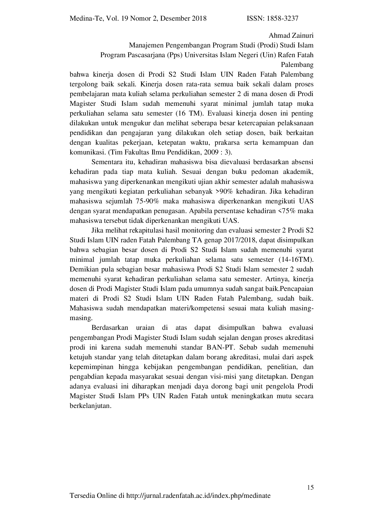 JURIS Manajemen Pengembangan Program Studi Prodi Studi Islam Program Pascasarjana Pps Universitas Islam Negeri UIN Rafen Fatah Palembang