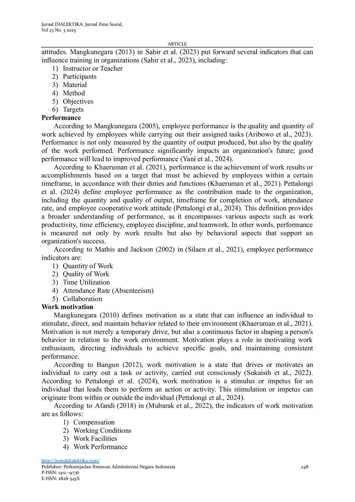 JURIS The Effect of Leadership and Training on Employee Performance With Work Motivation as an Intervening Variable At the Patumbak District Office