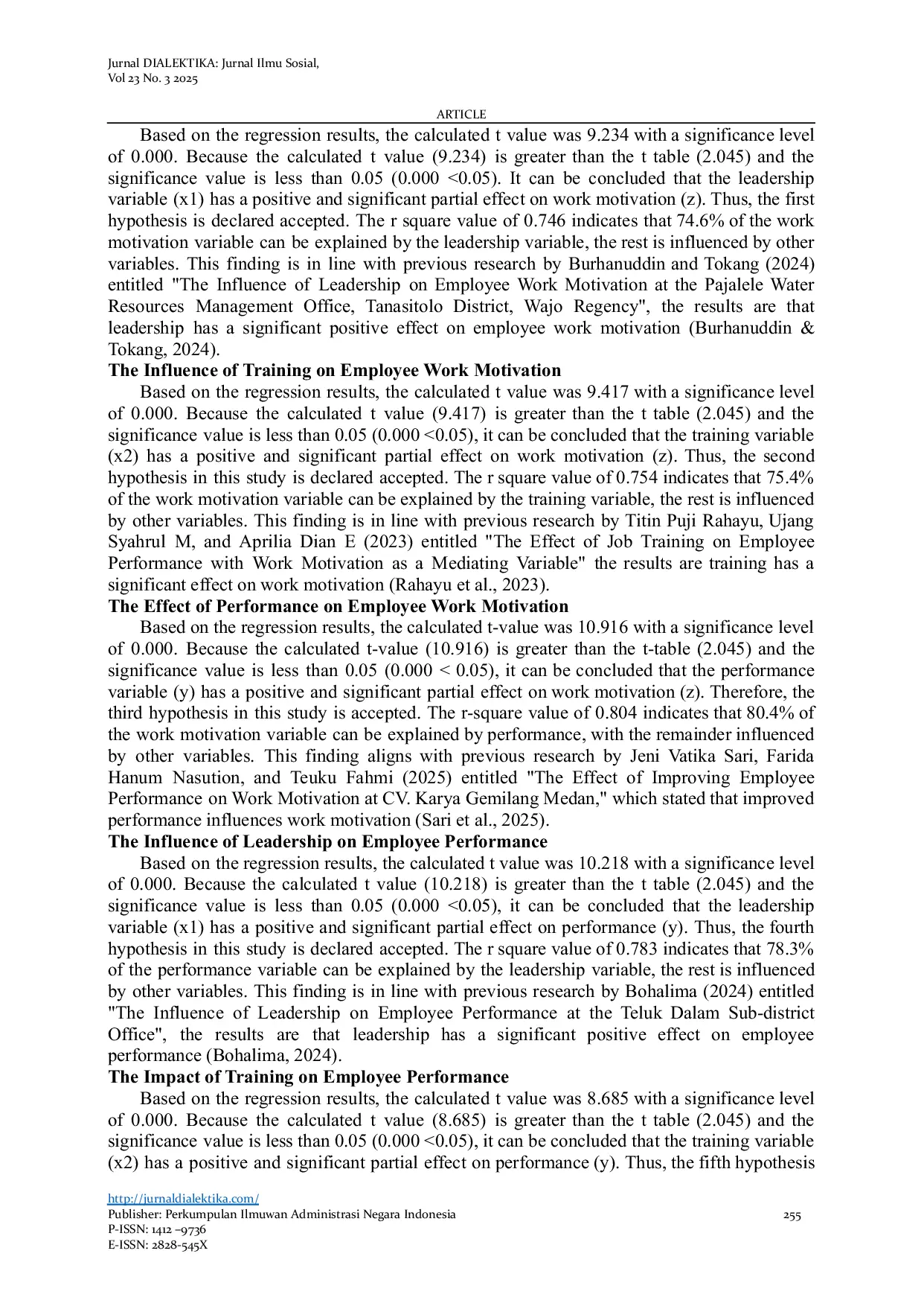 JURIS The Effect of Leadership and Training on Employee Performance With Work Motivation as an Intervening Variable At the Patumbak District Office