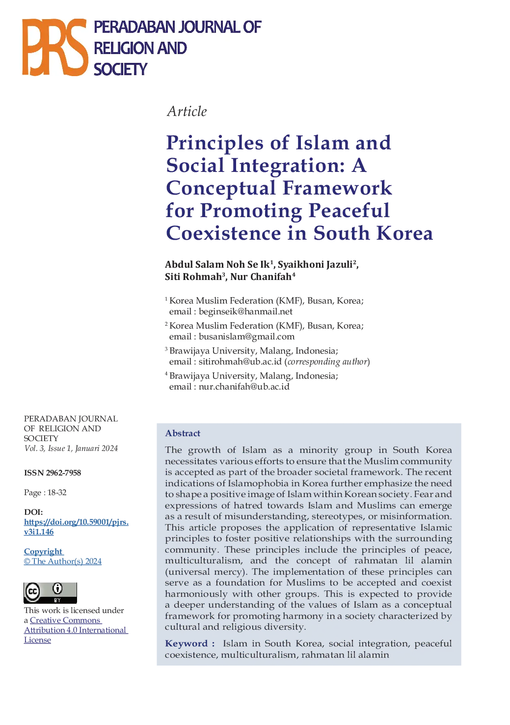 JURIS Principles of Islam and Social Integration