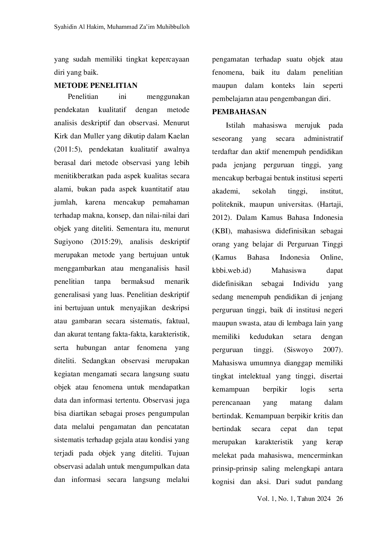 JURIS Konsep Diri Dalam Membangun Self Confidence Mahasiswa