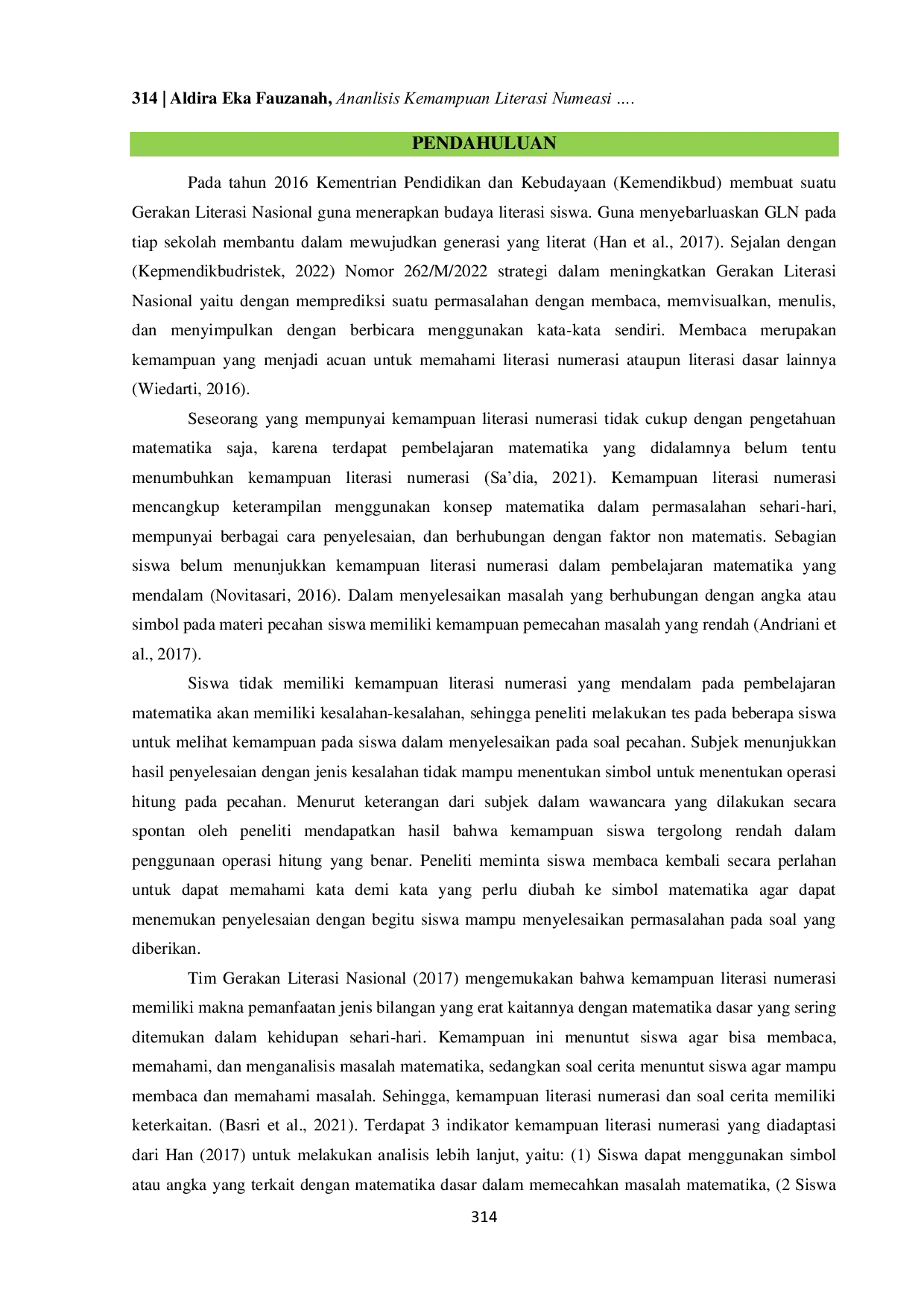 JURIS Analisis Kemampuan Literasi Numerasi Siswa Dalam Menyelesaikan Masalah Pecahan