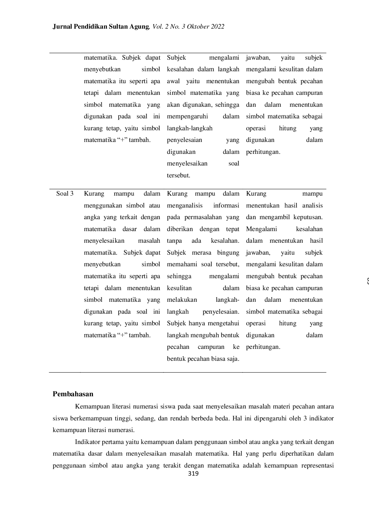 JURIS Analisis Kemampuan Literasi Numerasi Siswa Dalam Menyelesaikan Masalah Pecahan