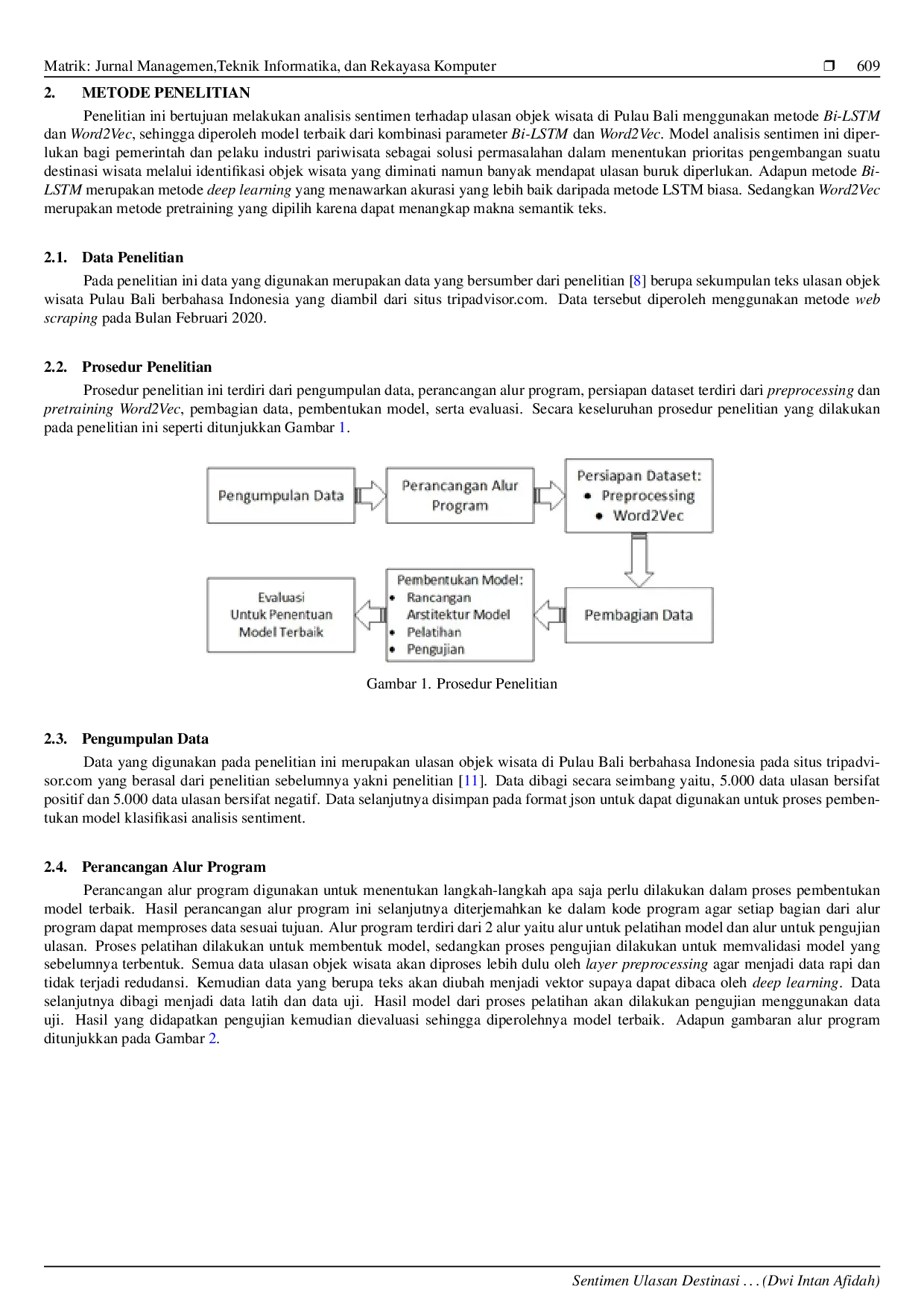 JURIS Sentimen Ulasan Destinasi Wisata Pulau Bali Menggunakan Bidirectional Long Short Term Memory