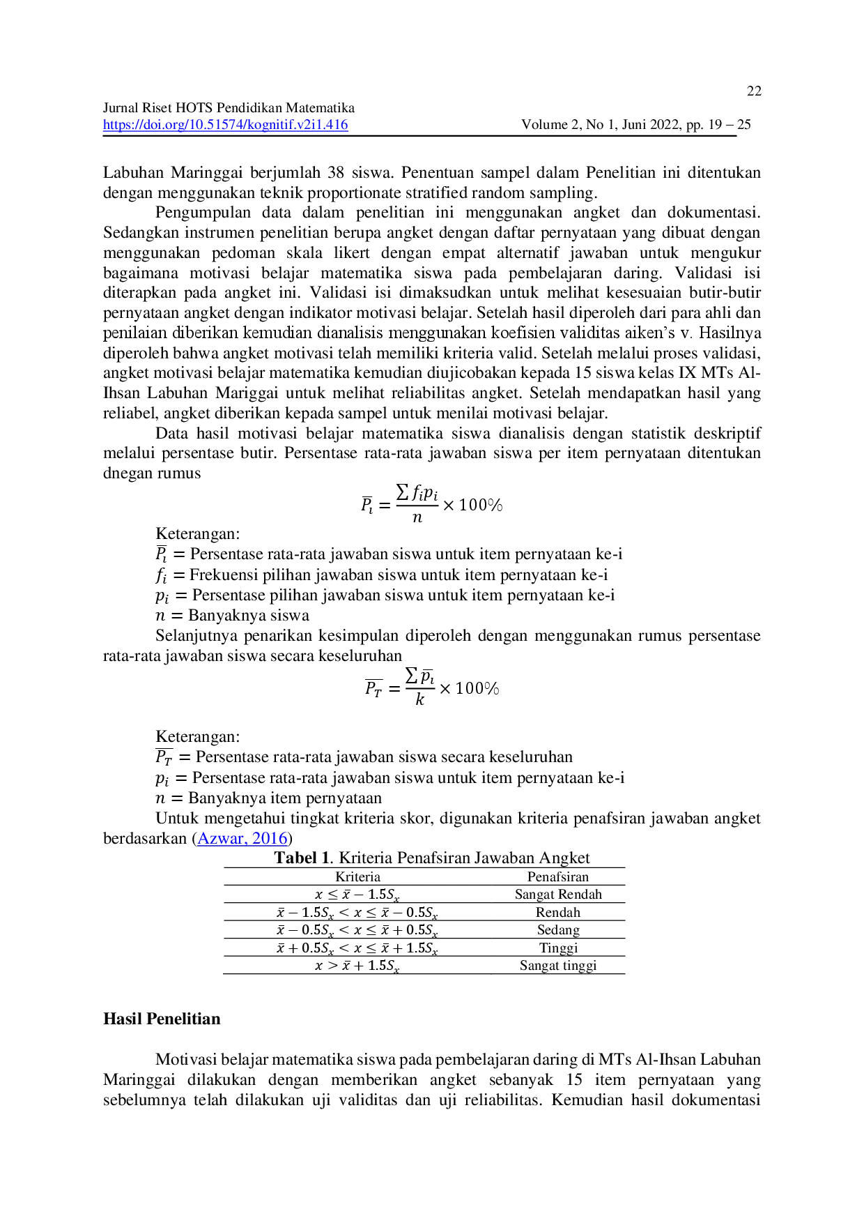 juris Motivasi Belajar Matematika Siswa Saat Pembelajaran Daring