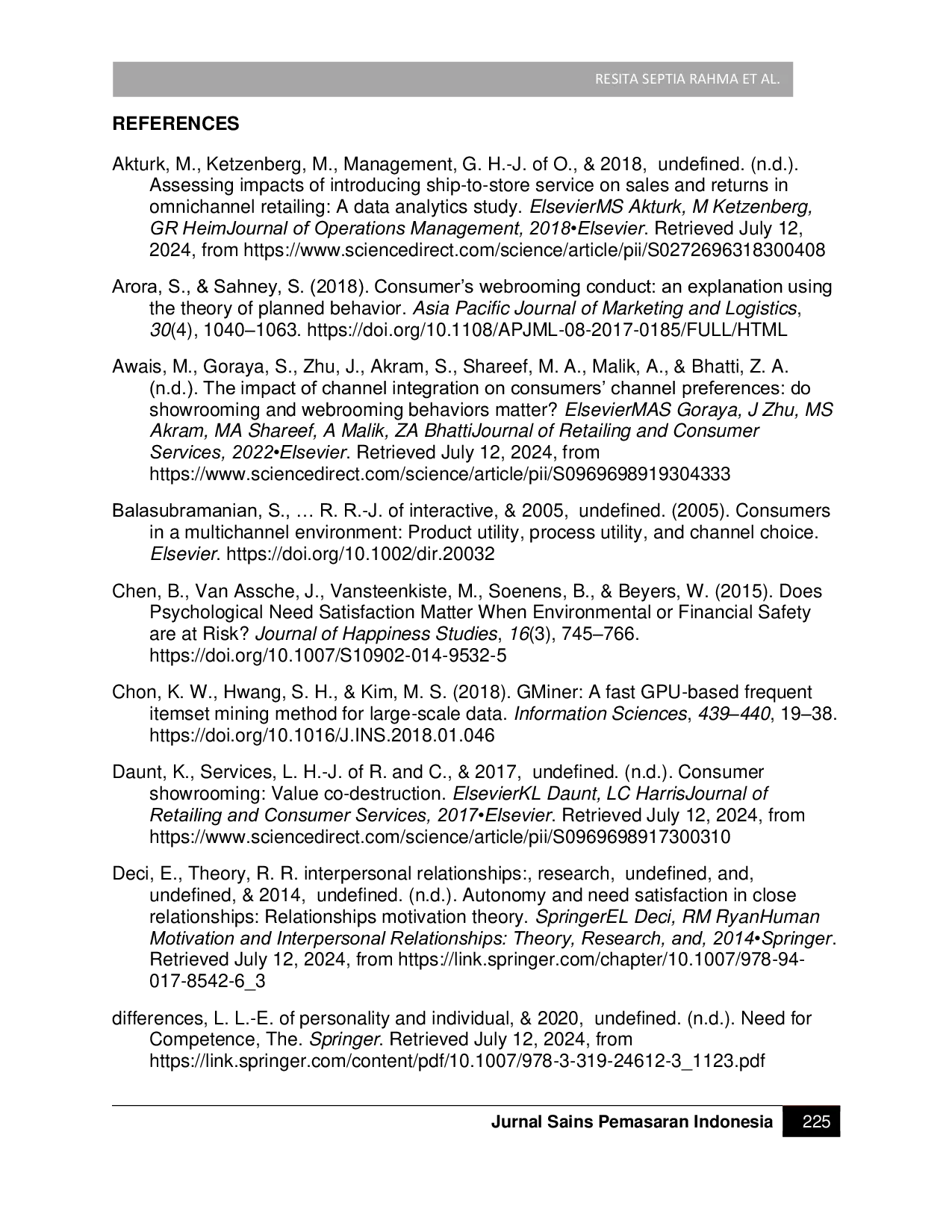 JURIS Shopping Behavior Webrooming in Fulfilling Individual Needs From A Perspective Self Determination Theory