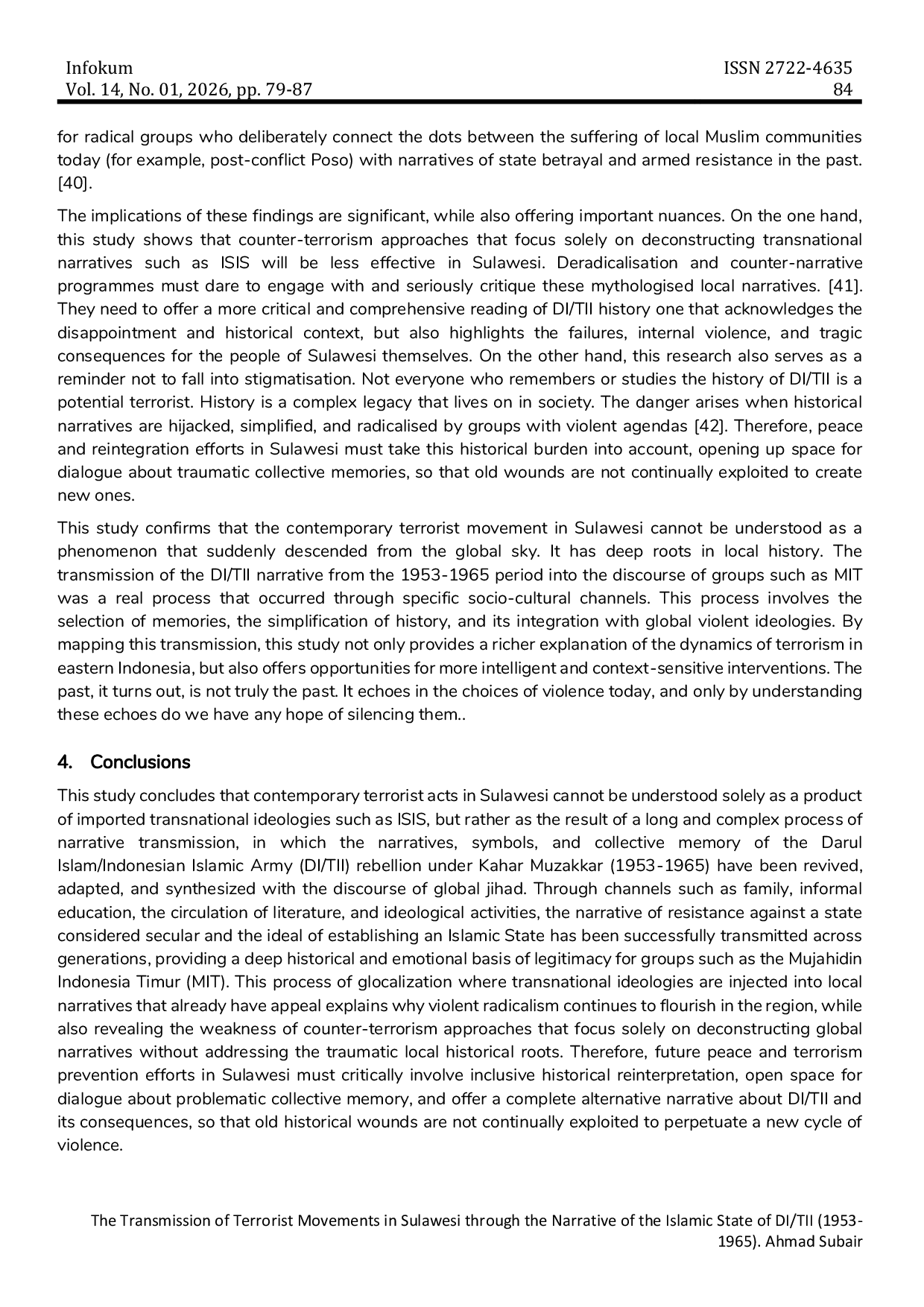 JURIS The Transmission of Terrorist Movements in Sulawesi through the Narrative of the Islamic State of DI TII 1953 1965