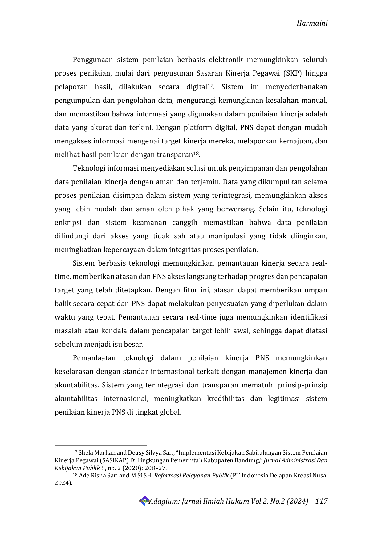 JURIS Penilaian Prestasi Kerja Pegawai Negeri Sipil Dalam Perspektif Peraturan Perundang Undangan