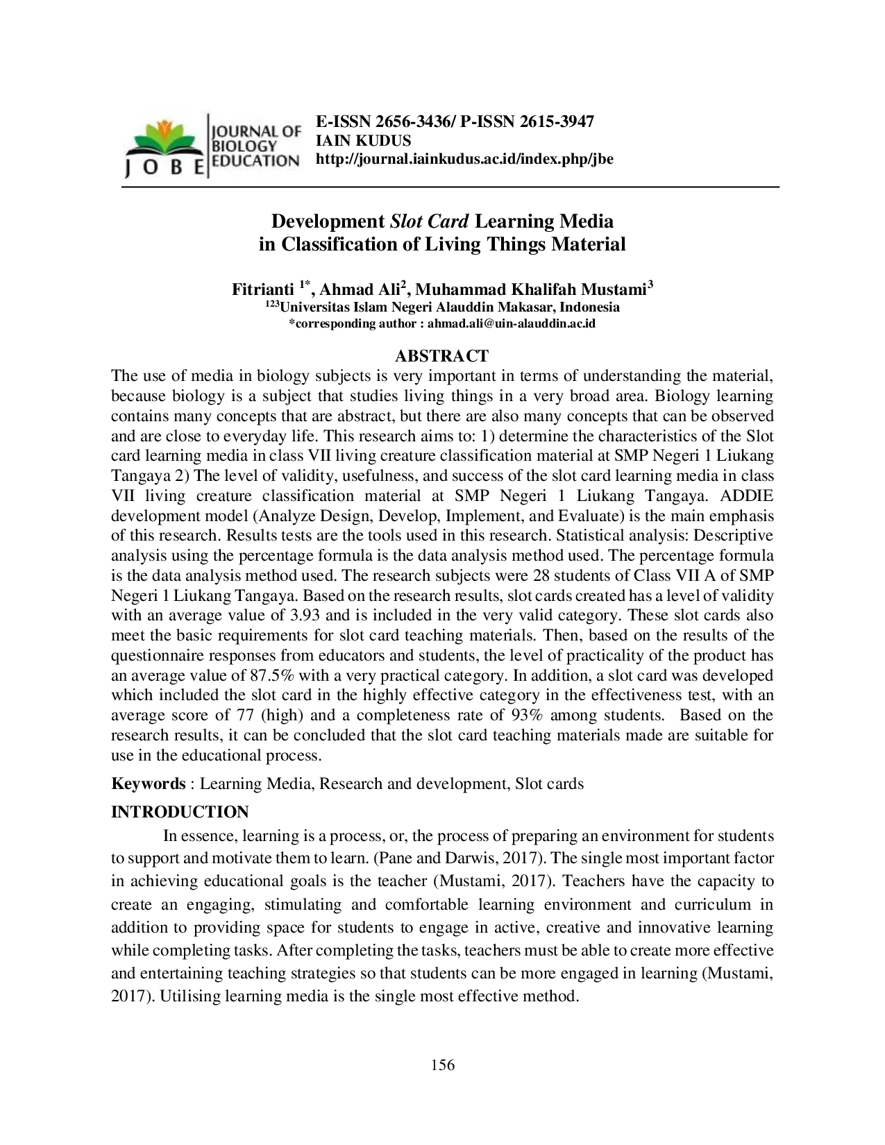 JURIS Development Slot Card Learning Media in Classification of Living Things Material