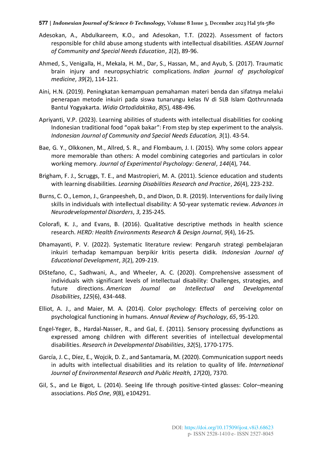 juris How Eyes and Brain See Color Definition of Color Literature Review with Bibliometric Analysis and Inquiry Learning Strategy for Teaching Color Changes to Student with Mild Intelligence Barriers