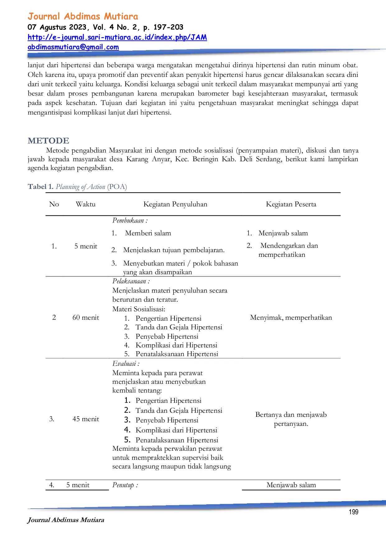 JURIS Optimalisasi Pemahaman Masyarakat tentang Hipertensi Melalui Edukasi Sebagai Bentuk Antisipasi Komplikasi Lanjut Pada Masyarakat
