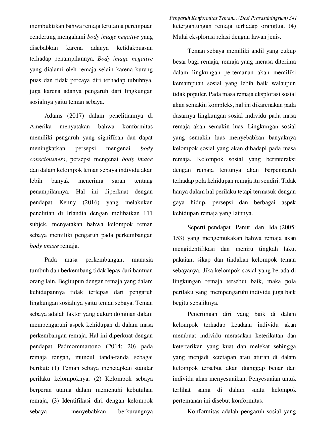 JURIS Pengaruh Konformitas Teman Sebaya Terhadap Body Image Siswa Sma