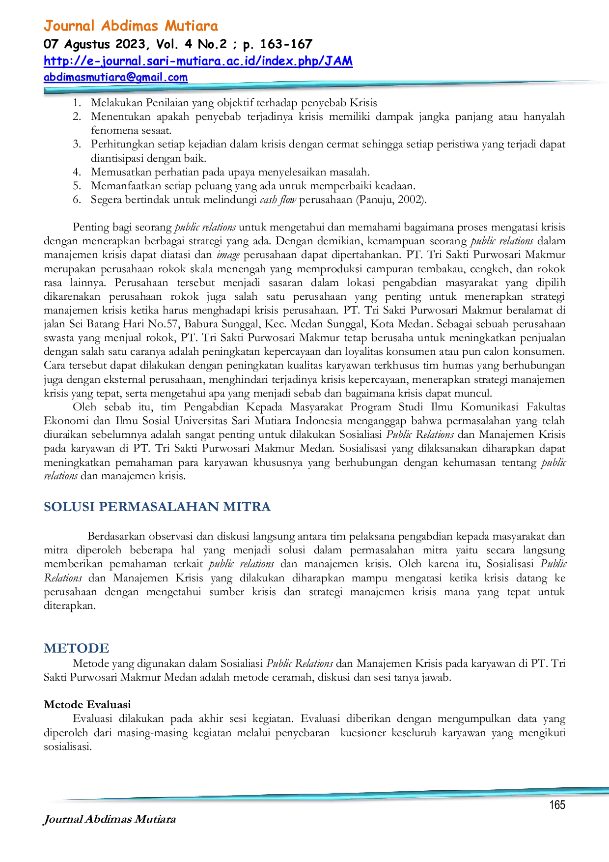 JURIS Sosialisasi Public Relations dan Manajemen Krisis