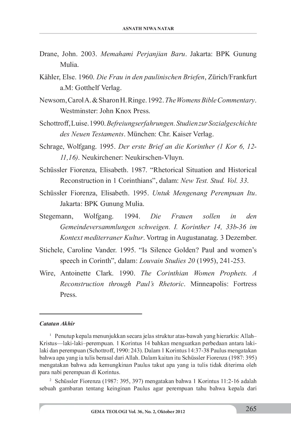 JURIS PAULUS DAN PEREMPUAN Suatu Kajian Terhadap 1 Korintus 14 33B 36