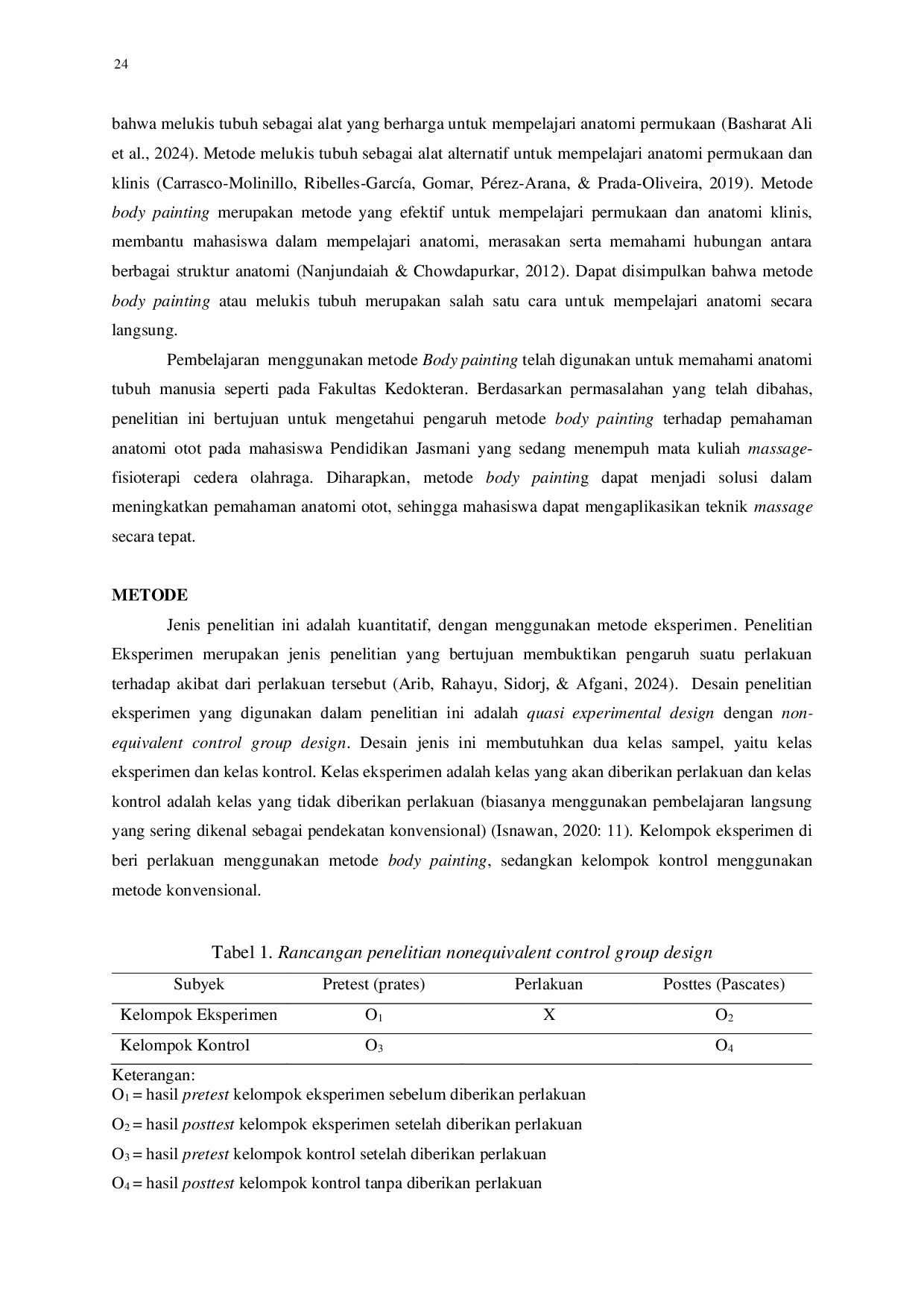 JURIS Pengaruh Metode Body Painting Terhadap Pemahaman Anatomi Otot Pada Mahasiswa Pendidikan Jasmani Studi Pada Mata Kuliah Massage Fisioterapi Cedera Olahraga