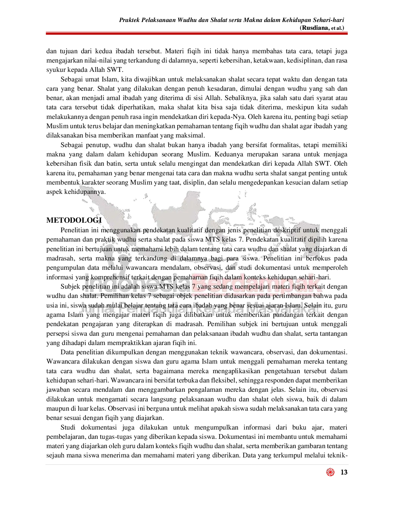 JURIS Praktek Pelaksanaan Wudhu dan Shalat serta Makna dalam Kehidupan Sehari hari