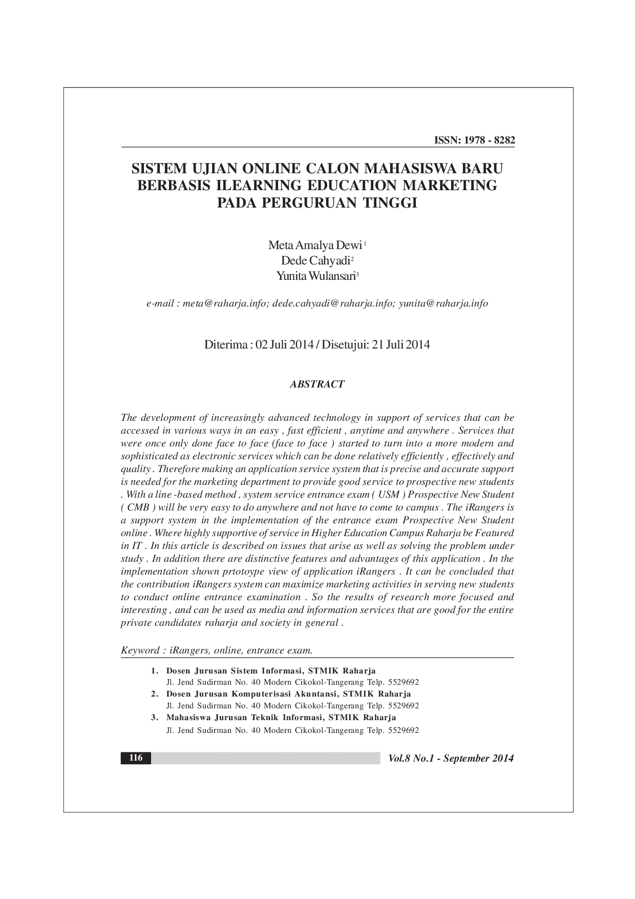 juris Sistem Ujian Online Calon Mahasiswa Baru Berbasis iLearning Education Marketing Pada Perguruan Tinggi