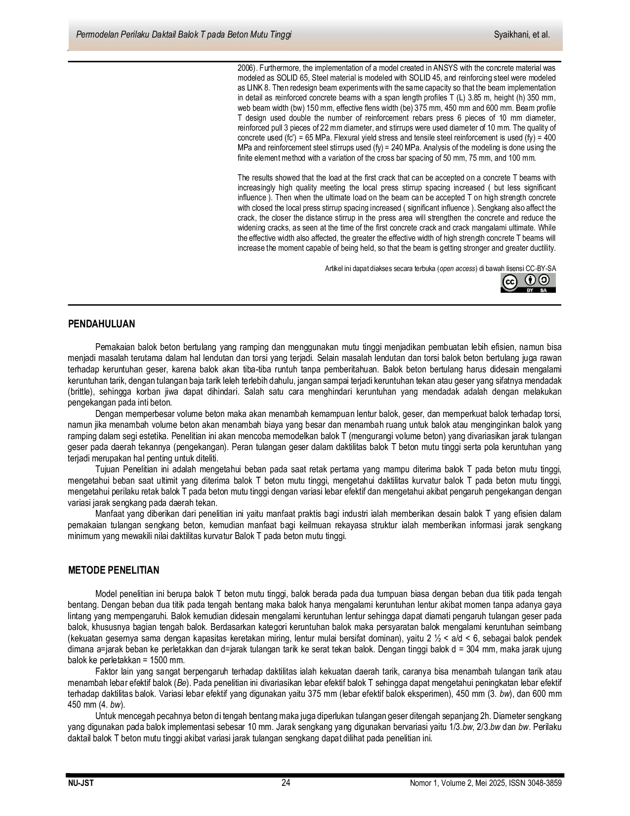 JURIS Modeling ductile behavior of High Strength Concrete T Beams