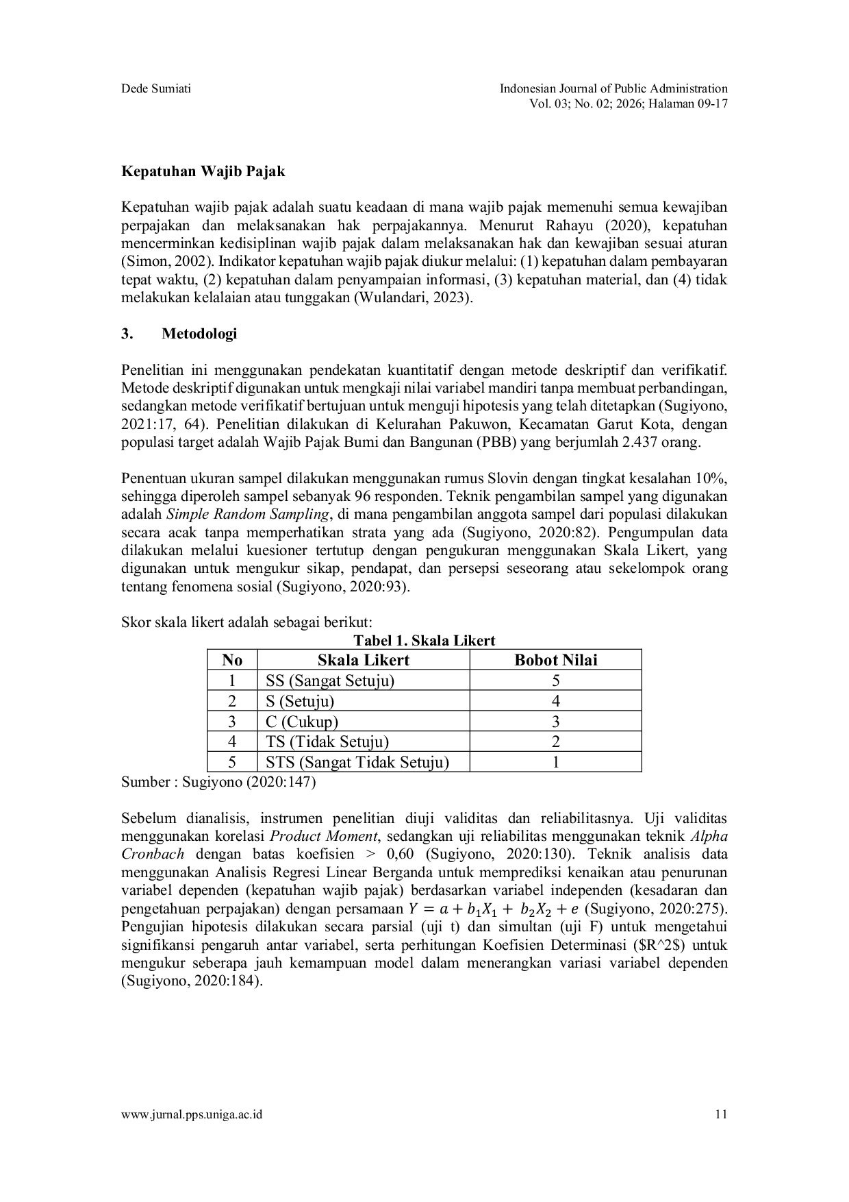 JURIS Pengaruh Kesadaran Wajib Pajak dan Pengetahuan Perpajakan Terhadap Kepatuhan Membayar Pajak Bumi dan Bangunan di Kelurahan Pakuwon Kecamatan Garut Kota Kabupaten Garut