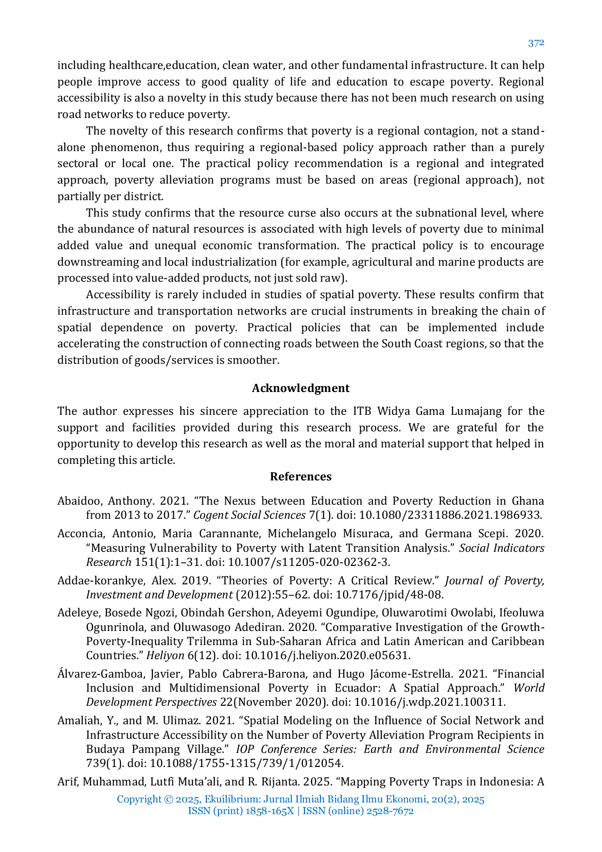 JURIS Uncovering the Map of Poverty in the South Coast Region of East Java A New Perspective from Spatial Analysis