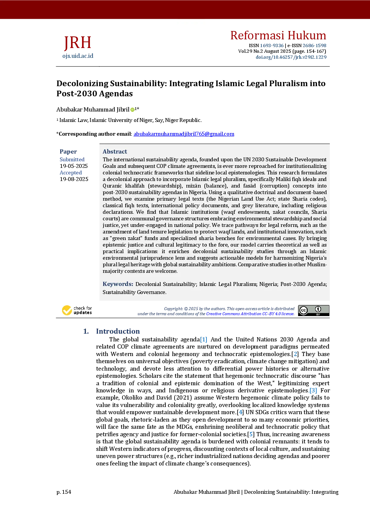 juris Decolonizing Sustainability Integrating Islamic Legal Pluralism into Post 2030 Agendas