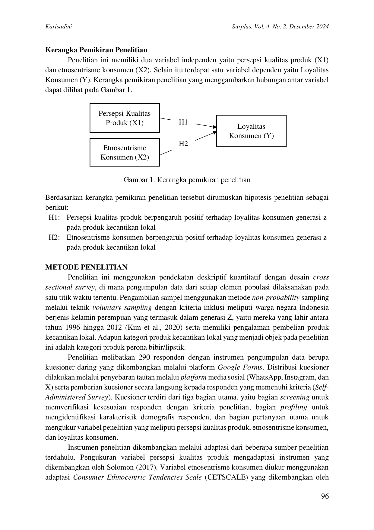 juris Peran Etnosentrisme Konsumen Dan Persepsi Kualitas Produk Terhadap Loyalitas Konsumen Generasi Z Pada Produk Kecantikan Lokal